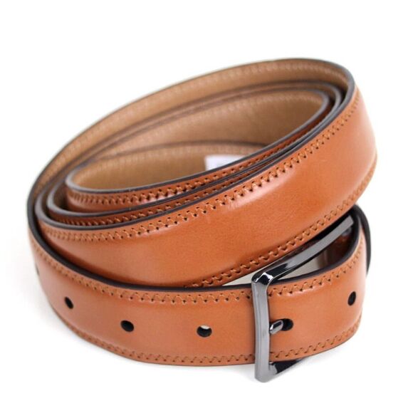 River Island TAN BROWN GENUINE LEATHER 1 1/8"Wd CASUAL DRESS BELT Sz 50 (D24 - Picture 8 of 14